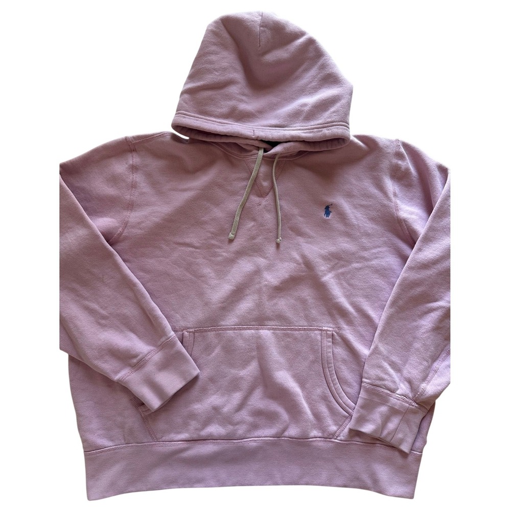 Polo Ralph Lauren Pink Pullover Hoodie Blue Pony Logo Women's Size XL